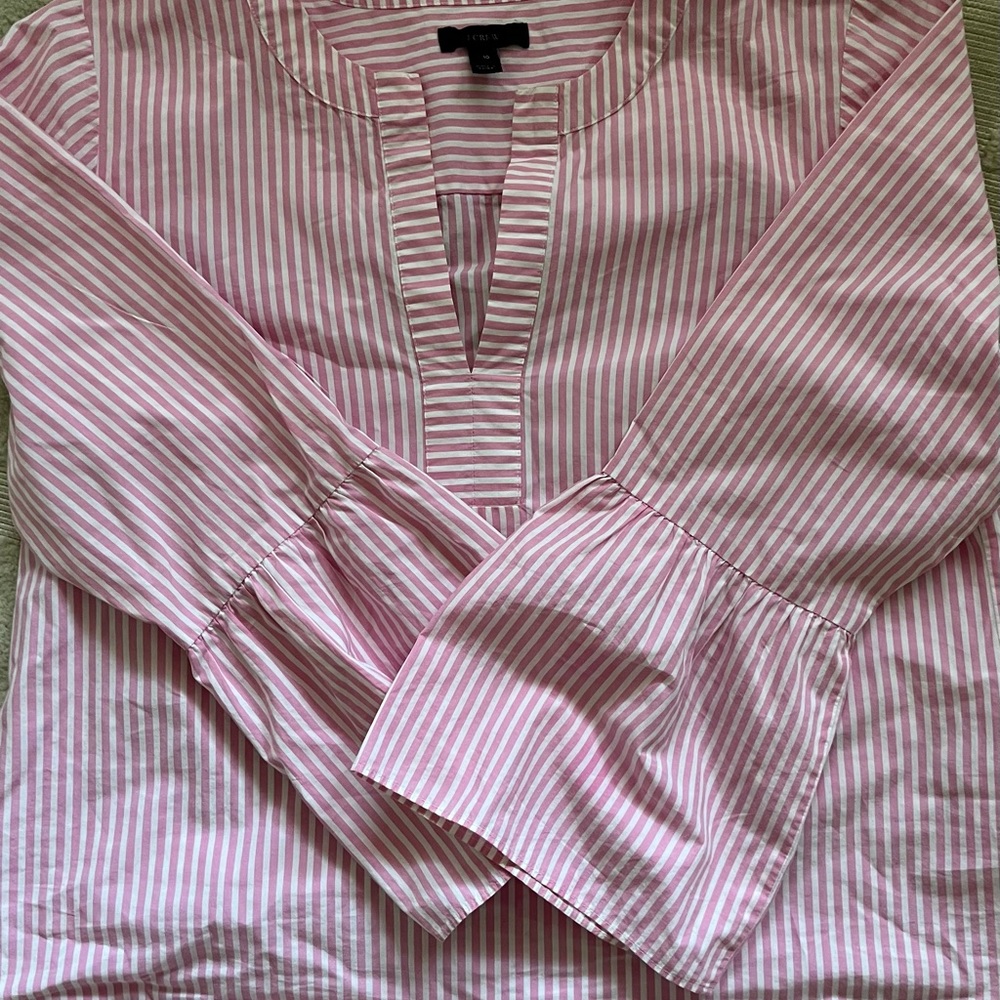 JCrew pink and white striped tunic